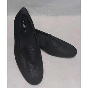 Vionic Willa II Women's Size 8 slip-on flat loafer in black suede Sparkly